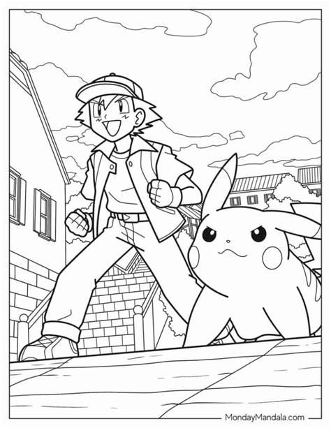 9 Ash and Pikachu Coloring Pages 